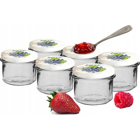 Tarro de mermelada con tapa de color, 6 uds, 235 ml