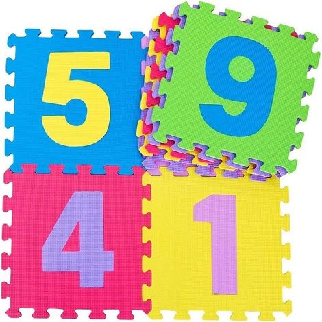 Tappeto Puzzle componibile antiscivolo per bambini Tappeto numerato da 1 a 9 - Mattonella in EVA da 32x32 cm impermeabile e non tossico