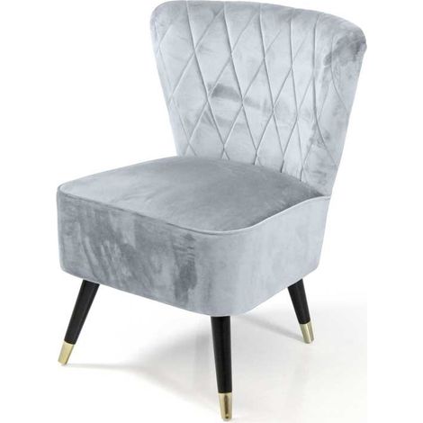 POLTRONA IN VELLUTO CON GAMBE NERE 63.5 X 66 X 84 CM CM COLORE CIELO