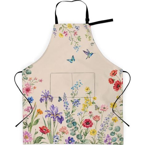 Tablier de Cuisine Femme Homme, Tablier de Chef en avec 2 Poches et Sangle de Cou Ajustable pour Cuisine Barbecue (1/5)