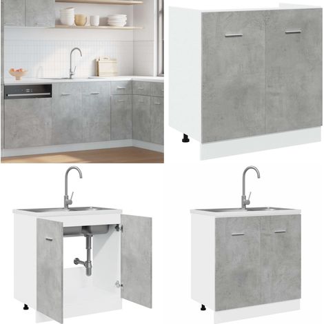 vidaXL Armoire de plancher d'évier gris béton 80x46x81,5 cm (1/5)