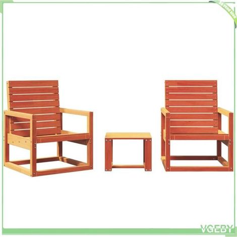 Ensemble de salon de jardin - FAFEICY - 844646 - Bois de pin massif - Cire marron - Table + 2 chaises (1/5)