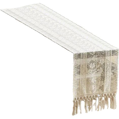 Chemin de table en dentelle, nappe élégante pour mariages, fêtes et décorations spéciales, longues oreilles pendantes (1/5)