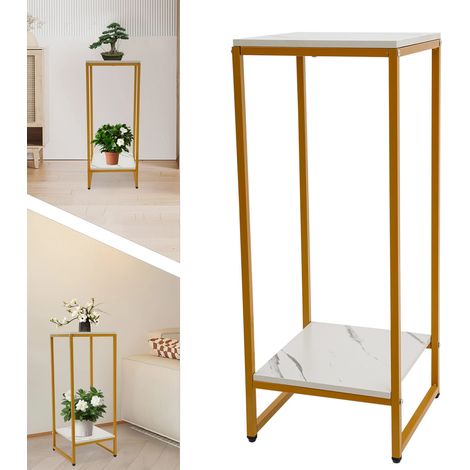 2 Etagen Topfpflanzenständer Gold Metall Blumenständer Dekor für Balkon 30x75cm
