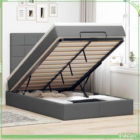 Cadre de lit ottoman avec matelas - 3313148 - Gris foncé - 120x200 cm - Rangement hydraulique (1/5)