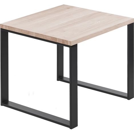 LAMO Manufaktur Esstisch Küchentisch, 60x60x76 cm (AxBxH), Modern, Roh / Schwarz, LBG-01-A-001-9005M