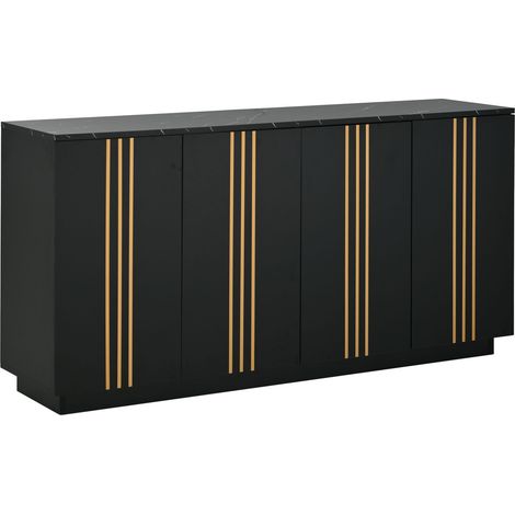Credenza contenitore a 4 ante 35 x 140 x 70 cm nero e oro MODENUIT (1/5)