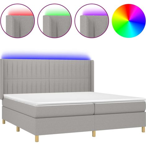 Maison Exclusive - Letto a Molle Materasso e LED Grigio Chiaro 200x200 cm Tessuto