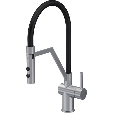 Balterley Haughton Modern Kitchen Mono Mixer Tap with Single Lever Handle, High Curved Swivel Spout - Brushed Nickel Finish (1/5)