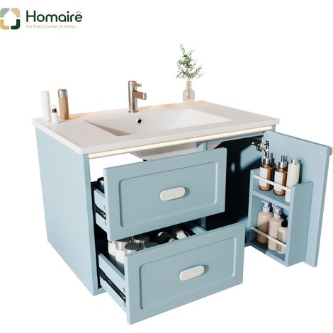 Flur- Garderobenschrank blau aus MDF 76 x 46 x 51 cm HOMAIRE (1/5)