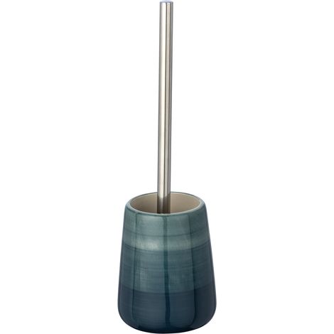 WENKO Porte Brosse WC Pottery, brosse WC noire, céramique peinte à la main, Ø 12,5x39,5 cm, pétrole (1/4)