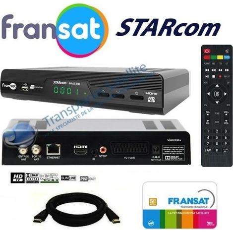 RECEPTEUR FRANSAT HD STARcom 9947 + CARTE FRANSAT + CABLE HDMI
