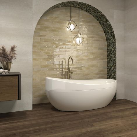 Carrelage Mur grès Cérame brillant ULTRAGLOSS effect Zellige Agadir Arena 7X28cm (1/2)