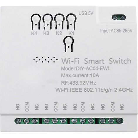 Interrupteur intelligent WiFi EWeLink 4 canaux RF433 85-265V 2,4 GHz, module domotique Smartlife compatible IFTTT, Alexa et Google Home (1/5)