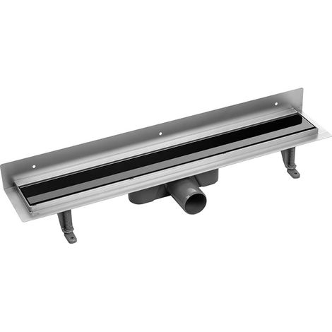 Desagüe lineal de 60 cm para montaje en pared, cristal negro. (1/5)
