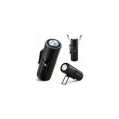 Ventilateur Portable, 3 en 1 Ventilateur à Main avec Plaque Rafraîchissante, Mini Ventilateur Rechargeable 5 Vitesses avec Écran LED, Support de Bureau & Lumière pour Voyage Bureau (Noir)