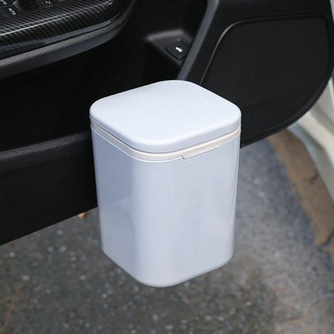 Mini-poubelle de bureau avec couvercle Poubelle en plastique gris(gris) (1/5)
