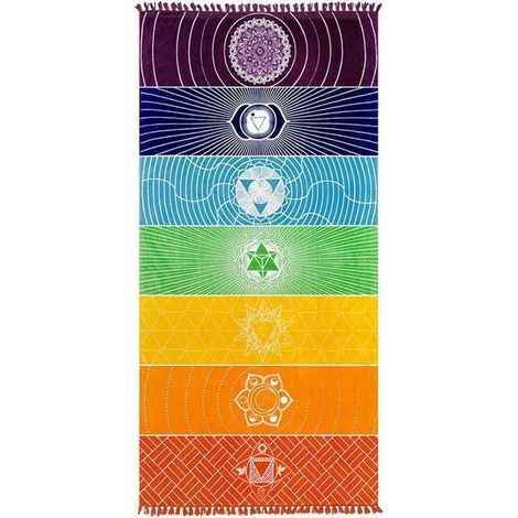 Serviette de Yoga Indienne de Tapisserie Nappe Écharpe de Plage Arc en Ciel pour Le Voyage à Domicile 75cmx150cm (Arc en Ciel) (1/5)