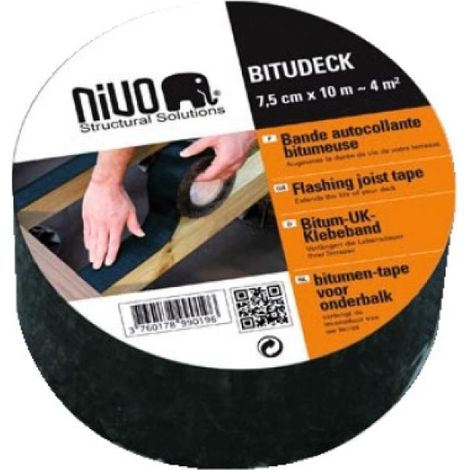 Bande bitumineuse autocollante Bitudeck longueur 10 m. largeur 7.5 cm. épaisseur 1.4 mm - FIBERDECK (1/2)