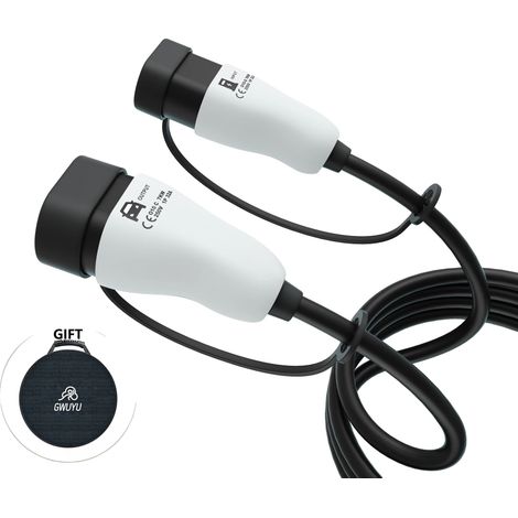 Cargador de CA para vehículos eléctricos, resistente al agua, opciones de carga versátiles, cable tipo 2 de 7 kW, sin enchufe. (1/2)