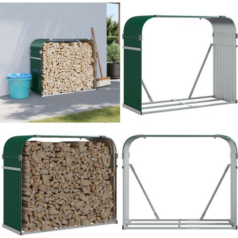 Kaminholzunterstand Grün 120x45x100 cm Verzinkter Stahl - Kaminholzhalter - Kaminholzregal - Brennholzregal - Brennholzlager - Holzaufbewahrung - Home & Living (1/5)