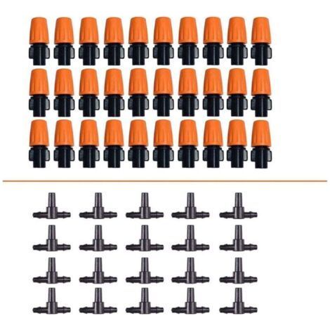 50pcs Adjustable Irrigation Dripper, 1/4'' Drip Irrigation System Micro Flow Drip Head Irrigation Mist Nozzles for Vegetable Gardens or Flower Beds (1/4)
