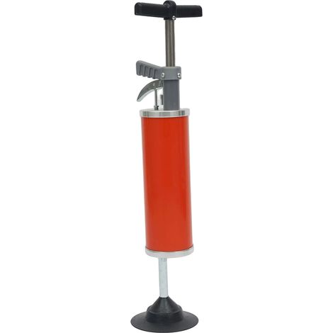 Desatascador neumático para inodoro, de accionamiento manual, eficaz para desatascar lavabos, color rojo. (1/2)