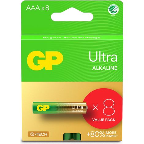 Batteria gp ultra alcalina aaa lr03 pacco da 8 (1/5)