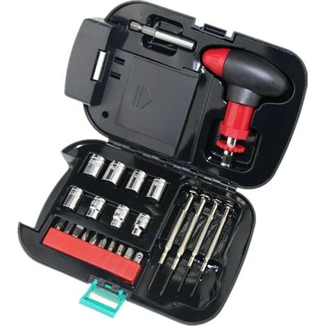 Boîte À Outils Avec Lampe - Jeu De 24 Pièces - Boîtier En ABS Et Acier - Éclairage LED Intégré - Pour Atelier Domestique (1/5)