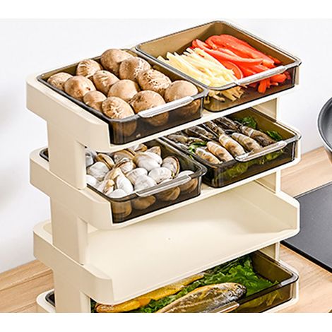 Küchenarbeitsplatten-Organizer, Kunststoff, abnehmbar, multifunktional, Küchen-, Lebensmittelregal, für Schlafzimmer, Badezimmer, Schreibtisch, cremeweiß, 3 Ebenen (1/5)