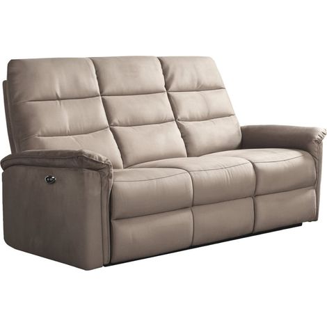 Canapé 3 places relax électrique en tissu polyester  gris - RHODAY (1/4)