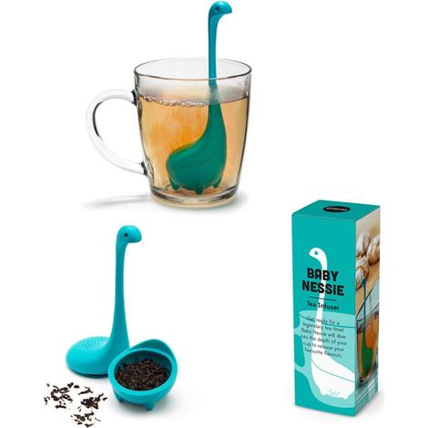 Baby Nessie Infuseur à thé en vrac (turquoise) – Infuseur à thé mignon avec cuillère à infuser – Cadeaux mignons pour le thé – Cou à long manche, corps en boule Lake Monster Infuseur à thé en silicone (1/5)