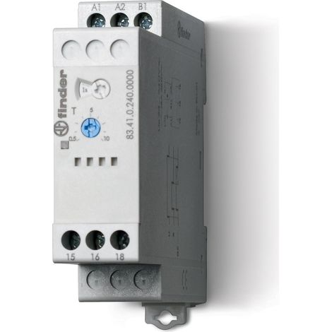 Tempo fonction BE multitension 1RT 16A 24-240V AC DC de 0,05s à 10jrs FINDER 834102400000PAS