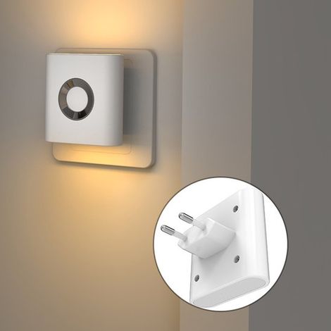 Luce notturna con sensore di movimento, dispositivo a spina, luce bianca calda, interruttore automatico di accensione/spegnimento per camera da letto, corridoio, armadio, 0,7 W, ABS, 100.000 ore (1/5)