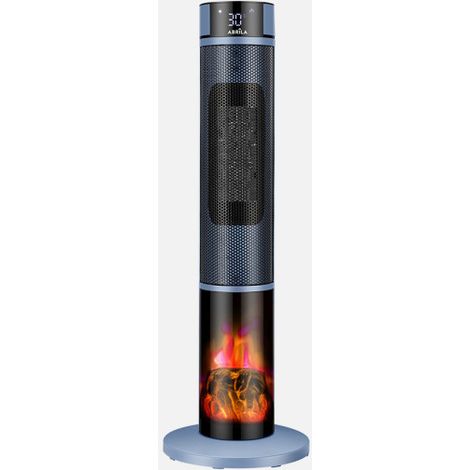Termovent.vert.ceramico Everton Alto 2000w Azul/Negro C/remoto 2pot. 4fun.oscilante,antivuelco,efecto Llama 106x31x31cm