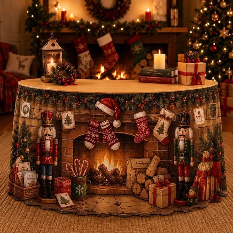Nappe de Noël style 2026 pour décorations de fête de famille - Tissu décoratif en polyester imprimé bonhomme de neige et sapin de Noël - 180 x 75 cm - 7