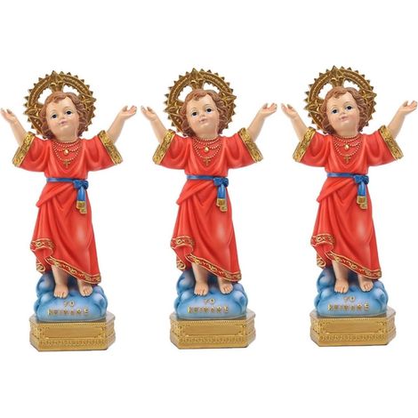 3 Pièces Ornements Saint Enfant Jésus Jouets en Peluche Collier Crucifix Statue Homme Décoration Sculpture De Jésus Ornement De Bureau Figurine en Forme De Jésus Résine Synthétique (1/5)