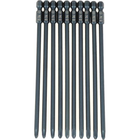 Lot de 10 Embouts Cruciformes PH2 en Acier S2, Queue Hexagonale 1/4", Longueur 150mm, Outillage (1/5)