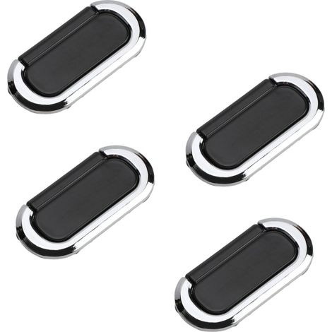 4 poignées de tiroir escamotables, alliage de zinc, noir, 74x35x7 mm, entraxe 64 mm, pour placards et armoires (1/5)