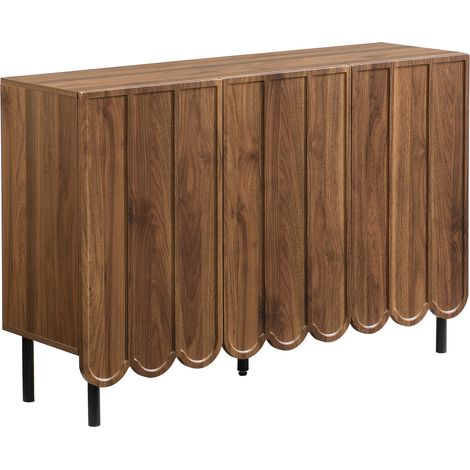 Moderne Nussbaum-Kommode 120x35x80 cm aus MDF mit welligen Türen und verstellbaren Regalböden (1/5)