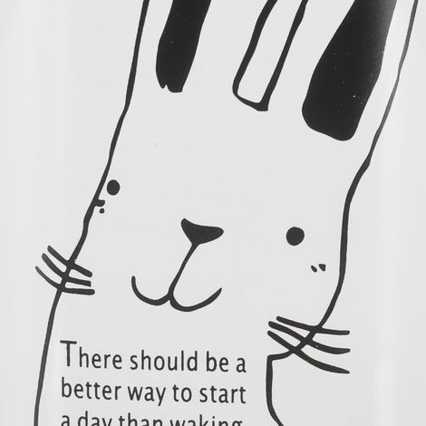 Mug en verre opalin imprimé de 400 ml, motif lapin, idéal pour le thé, le café et le petit-déjeuner. (1/5)