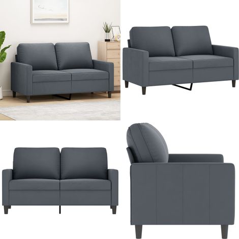 Canapé à 2 places Gris foncé 120 cm Velours - Canapé Deux Places - Canapé Velours - Canapé Gris - Canapé Moderne - Meuble Salon - Home & Living (1/5)