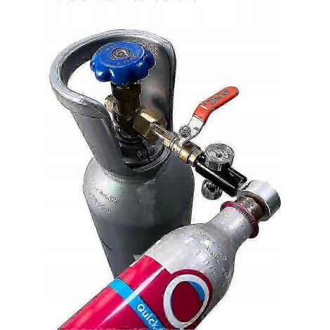 Station de remplissage de CO2 compatible avec les doubles bouteilles, avec raccords rapides et valves. (1/5)