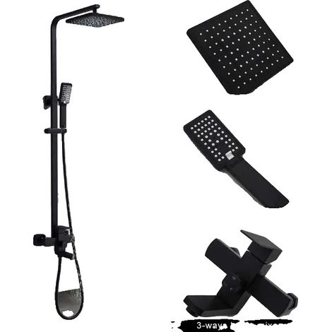 Conjunto de grifería para ducha, montaje en pared, opciones de ducha de lluvia y de mano, color negro A (1/2)