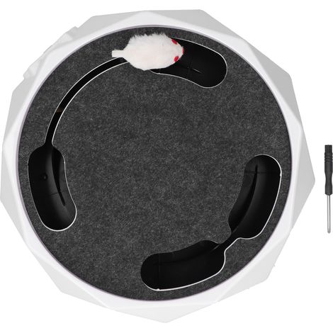 Jouet Interactif Chat Souris Électrique Plateau Tournant 2 Vitesses Sonore Piste Disque Diamètre 26cm Plastique (1/5)
