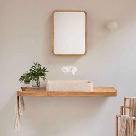 Ensemble meuble de salle de bain suspendu 130x45 cm en bois de teck Neill SKLUM