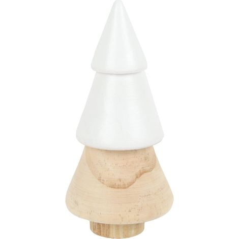 TrendLine Deko Holzbaum 6,5 x 14 cm weiß Figur