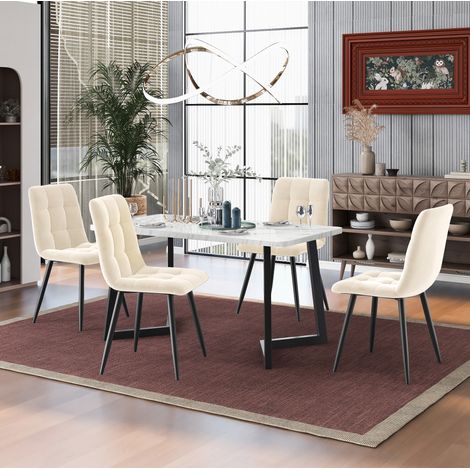 ensemble table chaises rectangulaire 117 cm MDF beige OKMYHOME (1/5)
