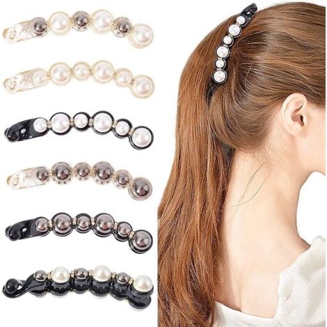 Set of 6 Pearl and Rhinestone Hair Clips for Women and Girls, Style 1 (1/5)