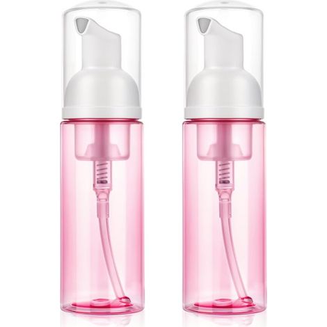 2er-Set nachfüllbare Schaumseifenspender aus Kunststoff für die Hände, Hautpflege (Rosa)